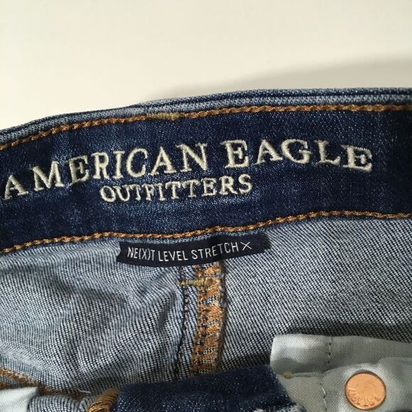 AMERICAN EAGLE NEXT LEVEL STRETCH HIGH RISE DENIM MINI SKIRT WITH SIDE ZIPPERS 2 - Picture 4 of 9